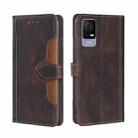 For TCL 405 / 406 / 408 Skin Feel Magnetic Buckle Leather Phone Case(Brown) - 1