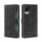 For TCL 405 / 406 / 408 Skin Feel Magnetic Buckle Leather Phone Case(Black) - 1