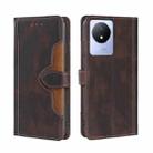 For vivo Y02 4G Skin Feel Magnetic Buckle Leather Phone Case(Brown) - 1