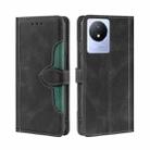 For vivo Y02 4G Skin Feel Magnetic Buckle Leather Phone Case(Black) - 1