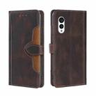 For Fujitsu Arrows N F-51C Skin Feel Magnetic Buckle Leather Phone Case(Brown) - 1