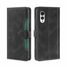 For Fujitsu Arrows N F-51C Skin Feel Magnetic Buckle Leather Phone Case(Black) - 1