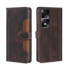 For Honor 80 GT Skin Feel Magnetic Buckle Leather Phone Case(Brown) - 1