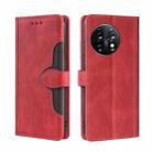 For OnePlus 11 Skin Feel Magnetic Buckle Leather Phone Case(Red) - 1