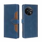 For OnePlus 11 Skin Feel Magnetic Buckle Leather Phone Case(Blue) - 1