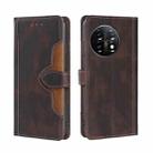 For OnePlus 11 Skin Feel Magnetic Buckle Leather Phone Case(Brown) - 1