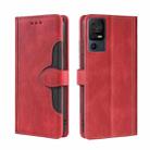 For TCL 40 SE Skin Feel Magnetic Buckle Leather Phone Case(Red) - 1