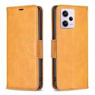 For Xiaomi Redmi Note 12 Pro+ Global Lambskin Texture Leather Phone Case(Yellow) - 1