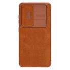 For Samsung Galaxy S23 5G NILLKIN QIN Series Pro Sliding Camera Cover Design Leather Phone Case(Brown) - 1