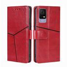 For TCL 405 / 406 / 408 Geometric Stitching Horizontal Flip Leather Phone Case(Red) - 1