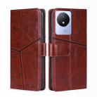 For vivo Y02 4G Geometric Stitching Horizontal Flip Leather Phone Case(Dark Brown) - 1