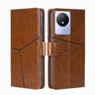 For vivo Y02 4G Geometric Stitching Horizontal Flip Leather Phone Case(Light Brown) - 1