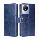 For vivo Y02 4G Geometric Stitching Horizontal Flip Leather Phone Case(Blue) - 1