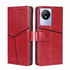 For vivo Y02 4G Geometric Stitching Horizontal Flip Leather Phone Case(Red) - 1