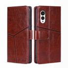 For Fujitsu Arrows N F-51C Geometric Stitching Horizontal Flip Leather Phone Case(Dark Brown) - 1