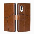 For Fujitsu Arrows N F-51C Geometric Stitching Horizontal Flip Leather Phone Case(Light Brown) - 1