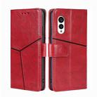 For Fujitsu Arrows N F-51C Geometric Stitching Horizontal Flip Leather Phone Case(Red) - 1