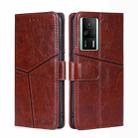For Xiaomi Redmi K60E Geometric Stitching Horizontal Flip Leather Phone Case(Dark Brown) - 1