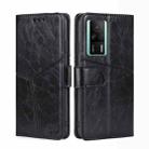 For Xiaomi Redmi K60E Geometric Stitching Horizontal Flip Leather Phone Case(Black) - 1