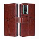 For Xiaomi Redmi K60 / K60 Pro Geometric Stitching Horizontal Flip Leather Phone Case(Dark Brown) - 1