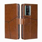 For Xiaomi Redmi K60 / K60 Pro Geometric Stitching Horizontal Flip Leather Phone Case(Light Brown) - 1