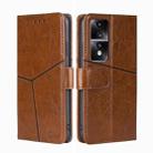 For Honor 80 GT Geometric Stitching Horizontal Flip Leather Phone Case(Light Brown) - 1