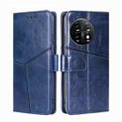 For OnePlus 11 Geometric Stitching Horizontal Flip Leather Phone Case(Blue) - 1