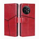 For OnePlus 11 Geometric Stitching Horizontal Flip Leather Phone Case(Red) - 1