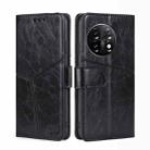 For OnePlus 11 Geometric Stitching Horizontal Flip Leather Phone Case(Black) - 1