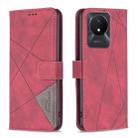 For vivo Y02 4G Magnetic Buckle Rhombus Texture Leather Phone Case(Red) - 1