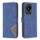For vivo Y02 4G Magnetic Buckle Rhombus Texture Leather Phone Case(Blue) - 1