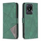 For vivo Y02 4G Magnetic Buckle Rhombus Texture Leather Phone Case(Green) - 1