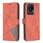 For vivo Y02 4G Magnetic Buckle Rhombus Texture Leather Phone Case(Brown) - 1