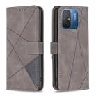 For Xiaomi Redmi 12C Magnetic Buckle Rhombus Texture Leather Phone Case(Grey) - 1