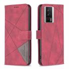 For Xiaomi Redmi K60 / K60 Pro Magnetic Buckle Rhombus Texture Leather Phone Case(Red) - 1
