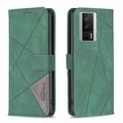 For Xiaomi Redmi K60 / K60 Pro Magnetic Buckle Rhombus Texture Leather Phone Case(Green) - 1