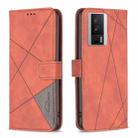 For Xiaomi Redmi K60 / K60 Pro Magnetic Buckle Rhombus Texture Leather Phone Case(Brown) - 1