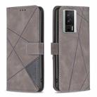 For Xiaomi Redmi K60 / K60 Pro Magnetic Buckle Rhombus Texture Leather Phone Case(Grey) - 1