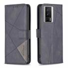 For Xiaomi Redmi K60 / K60 Pro Magnetic Buckle Rhombus Texture Leather Phone Case(Black) - 1