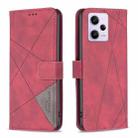 For Xiaomi Redmi Note 12 Pro+ Global Magnetic Buckle Rhombus Texture Leather Phone Case(Red) - 1