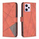 For Xiaomi Redmi Note 12 Pro+ Global Magnetic Buckle Rhombus Texture Leather Phone Case(Brown) - 1