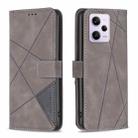 For Xiaomi Redmi Note 12 Pro+ Global Magnetic Buckle Rhombus Texture Leather Phone Case(Grey) - 1
