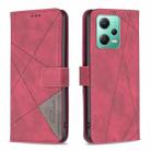 For Xiaomi Redmi Note 12 Global Magnetic Buckle Rhombus Texture Leather Phone Case(Red) - 1