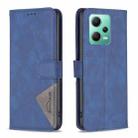 For Xiaomi Redmi Note 12 Global Magnetic Buckle Rhombus Texture Leather Phone Case(Blue) - 1
