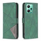 For Xiaomi Redmi Note 12 Global Magnetic Buckle Rhombus Texture Leather Phone Case(Green) - 1