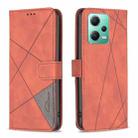 For Xiaomi Redmi Note 12 Global Magnetic Buckle Rhombus Texture Leather Phone Case(Brown) - 1