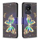 For vivo Y02 4G Colored Drawing Pattern Leather Phone Case(Big Butterfly) - 1