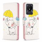 For vivo Y02 4G Colored Drawing Pattern Leather Phone Case(Umbrella Elephant) - 1