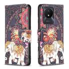 For vivo Y02 4G Colored Drawing Pattern Leather Phone Case(Flowers Elephant) - 1