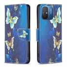 For Xiaomi Redmi 12C Colored Drawing Pattern Leather Phone Case(Gold Butterfly) - 1